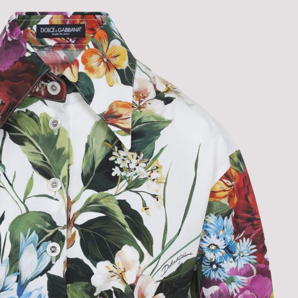 DOLCE & GABBANA Floral Print Cropped Tie-Front Long-Sleeve Shirt Women - Picture 4 of 4